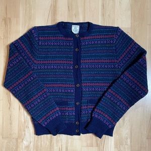 Vintage fair isle wool cardigan sweater Doen